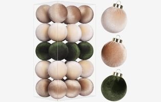 30PCS Velvet Christmas Ball Ornaments Set
