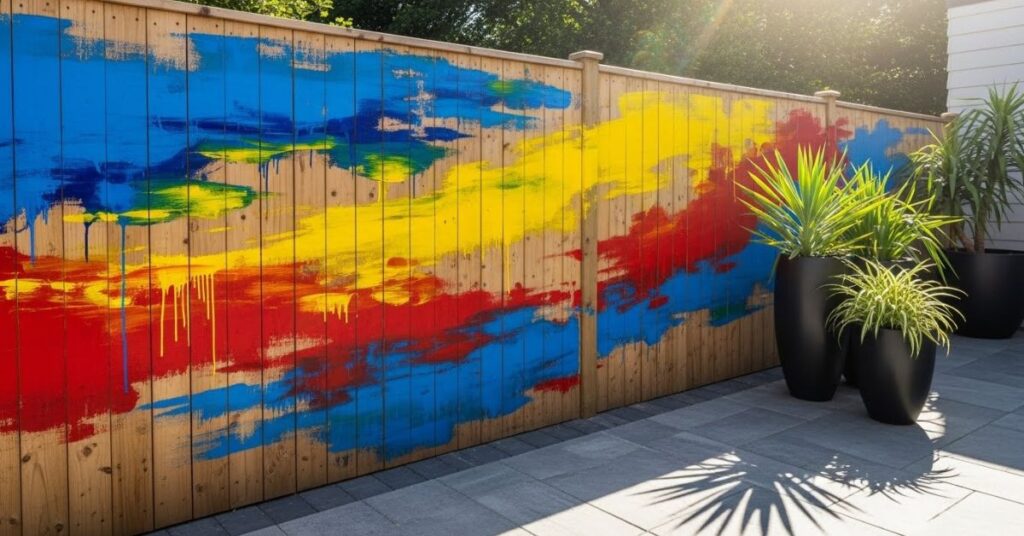 Abstract Color Splash Fence Art