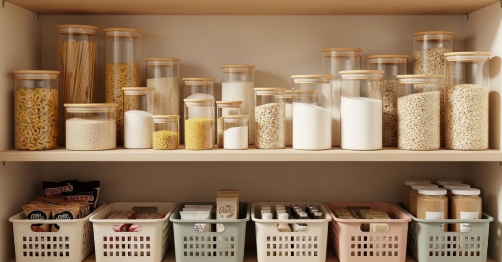Aesthetic Color-Coordinated Pantry Styling