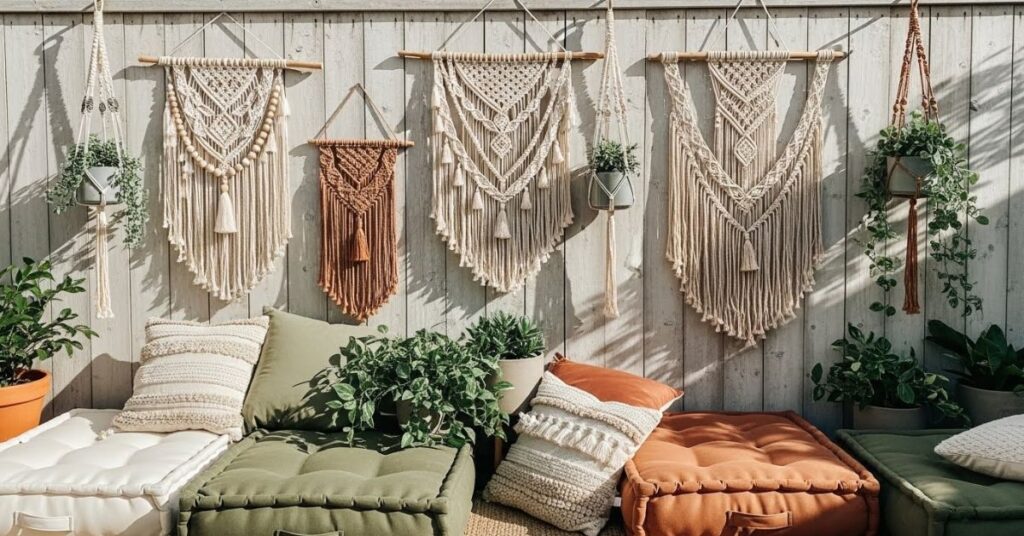 Boho Style Macrame Fence Decor