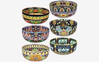 Ceramic Set of 6, 28 oz Bohemian Soup Bowl