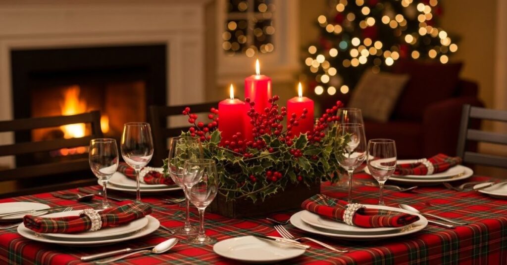 Classic Red & Green Christmas Table Setting