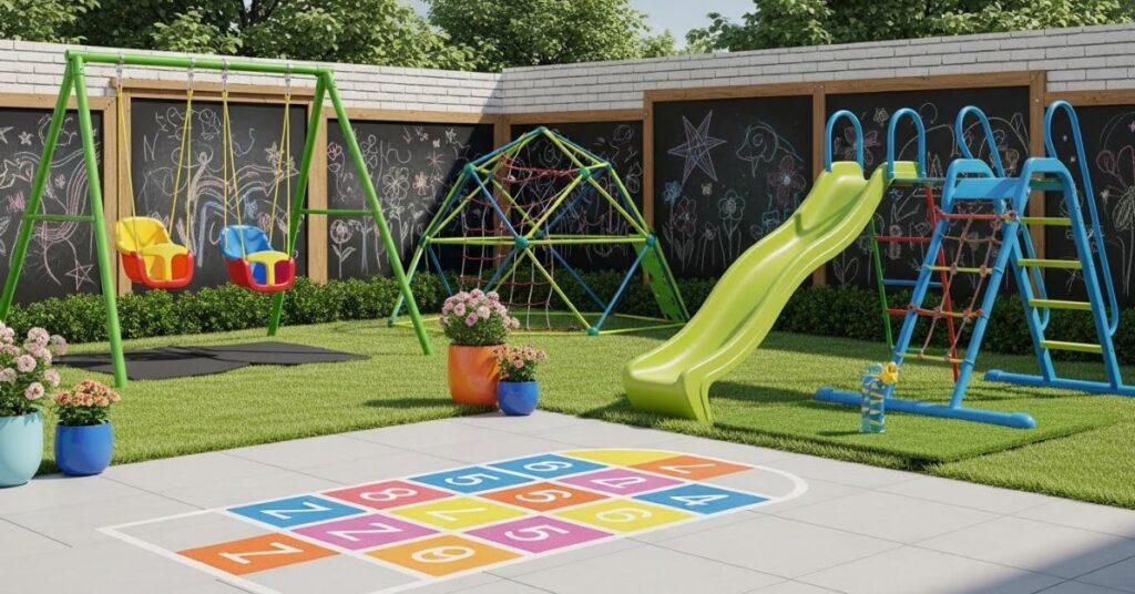Colorful Backyard Play Zones for All Ages - Kid Friendly Backyard Ideas