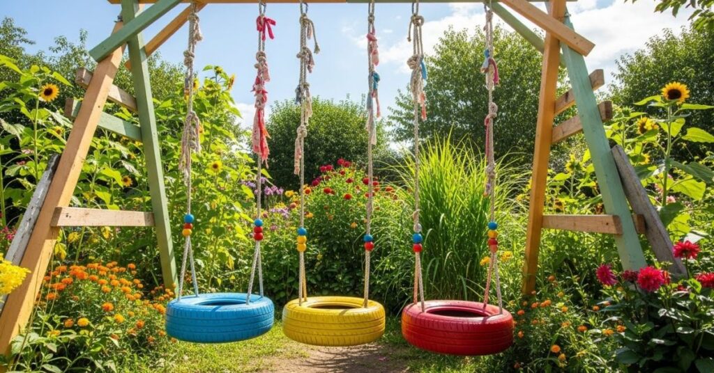 Creative Swing Set Made from Recycled and Upcycled Materials