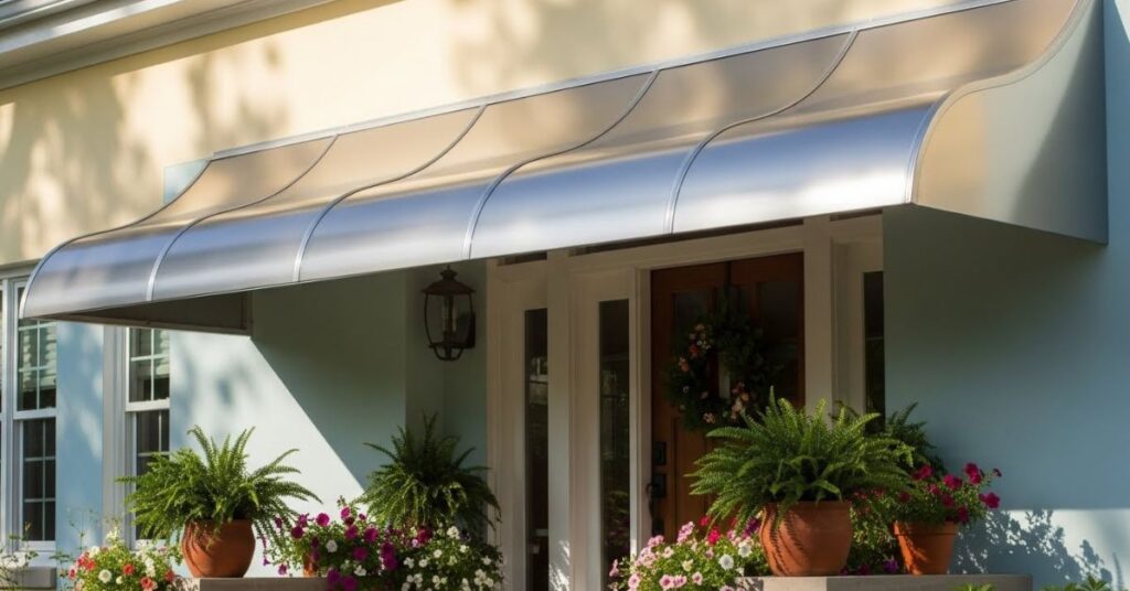 Curved Aluminum Awning for a Soft Contemporary Look