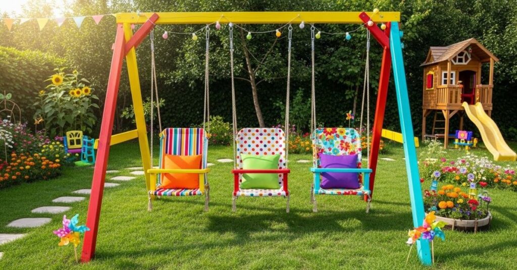 Custom Painted Swing Set for a Colorful Backyard Upgrade