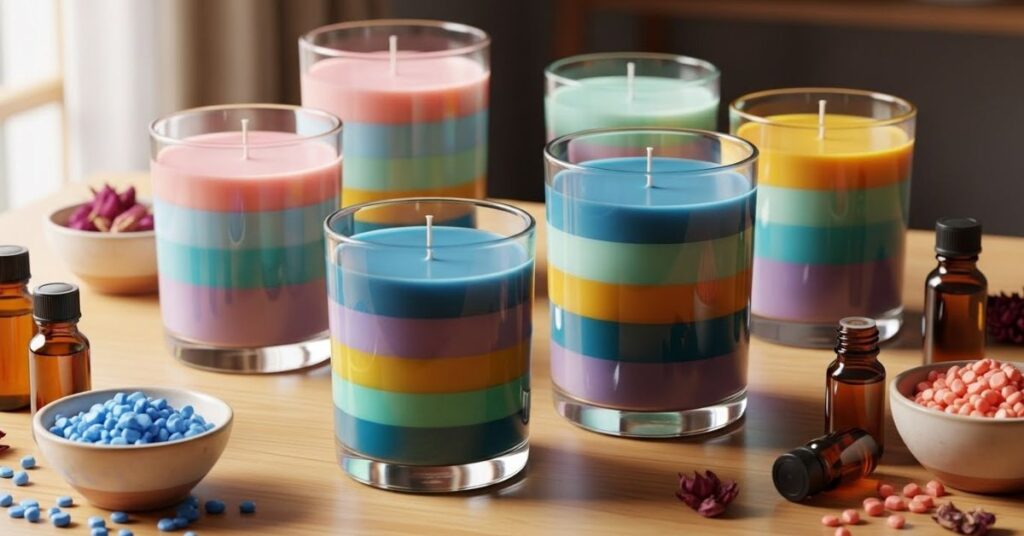 DIY Layered Scented Candles with Color Effects