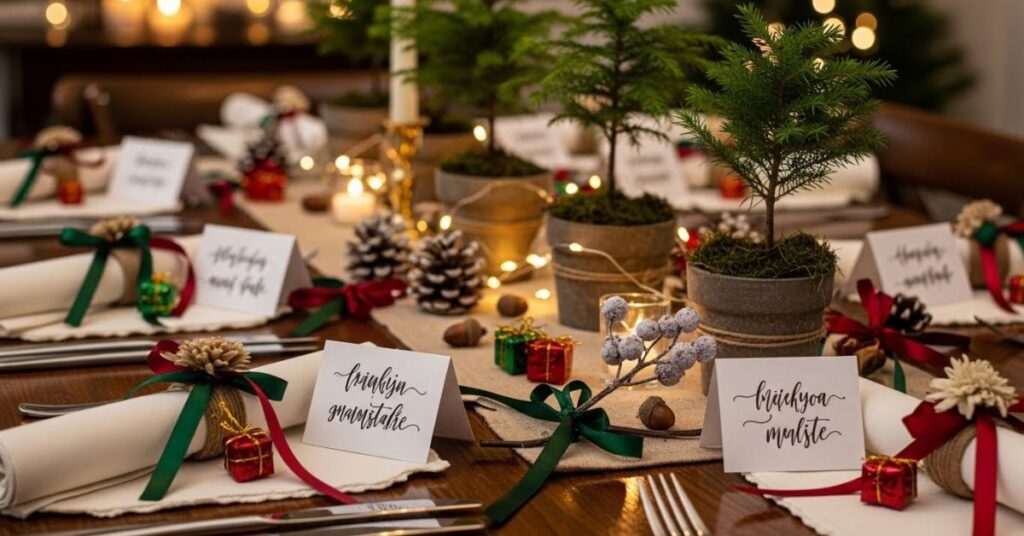 DIY Personalized Christmas Place Cards & Napkin Decor