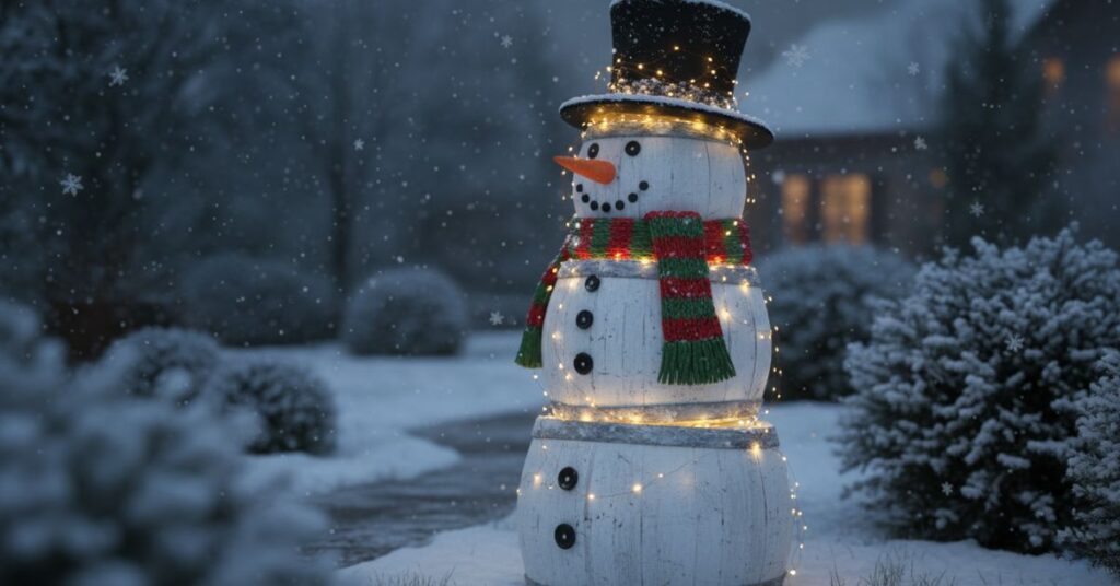 DIY Snowman from Outdoor Materials