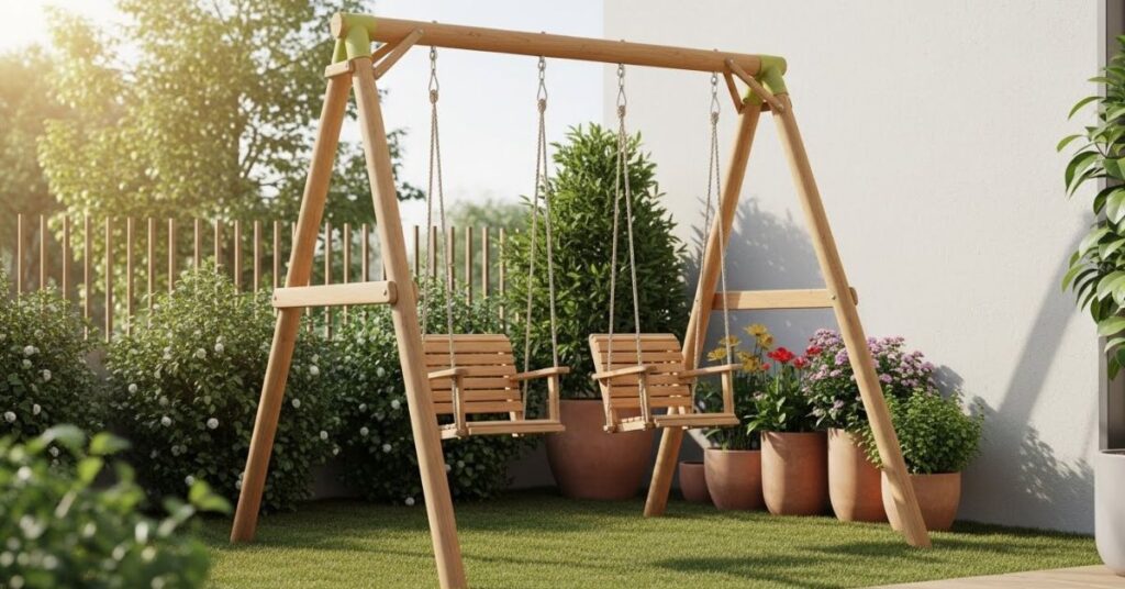 DIY Wooden Swing Set for Small Backyards
