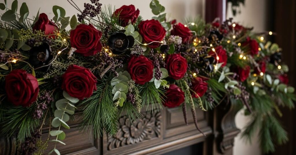 Dark Floral Garlands for a Romantic Holiday Vibe