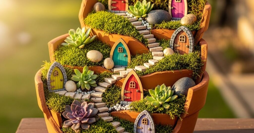 Fairy Garden in a Broken Pot