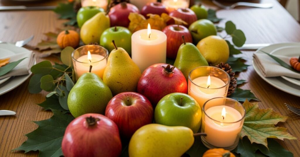 Fruit Forward Table Decor Using Pears, Apples, or Pomegranates