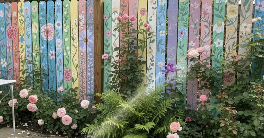 Hand Painted Floral Fence Murals