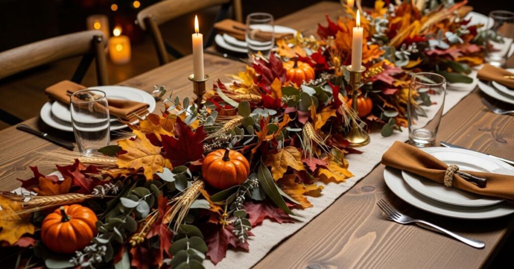 Harvest Inspired Garland Runner for the Center of the Table