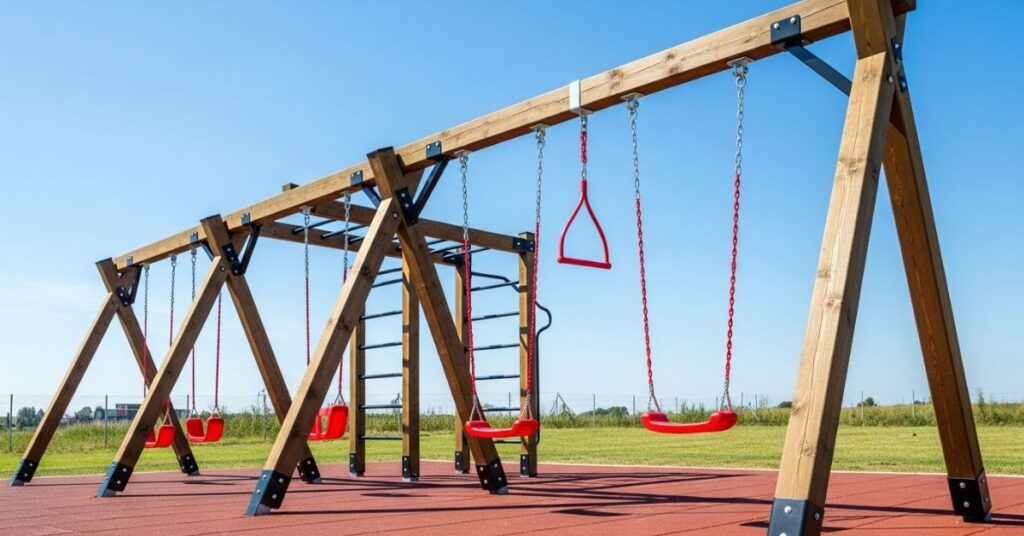 Heavy-Duty Swing Set with Monkey Bars and Trapeze