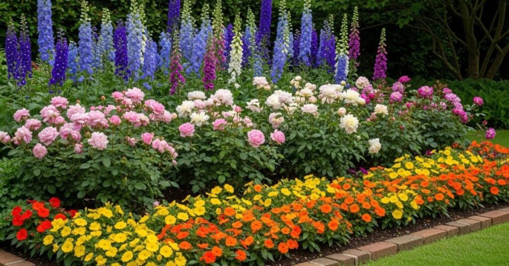 Layered Flower Beds With Height and Depth