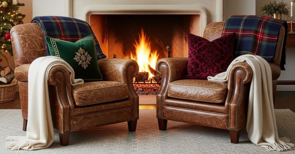 Layering Textures: Leather, Wool, Cashmere & Velvet Holiday Decor