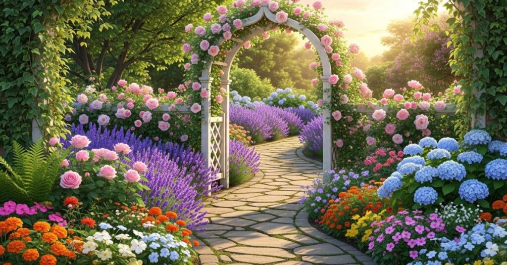 Lush Cottage-Style Garden Entrance