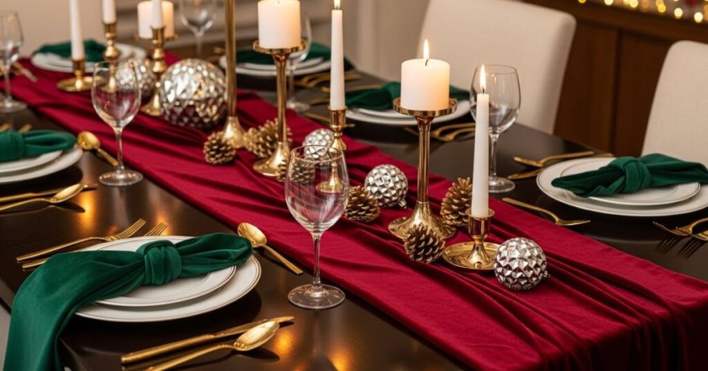 Luxurious Velvet & Metallic Accents Holiday Table