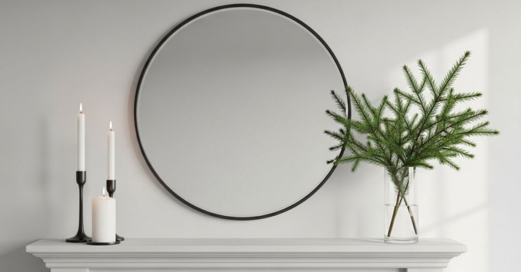 Minimalist Mantel Styling with Winter Accents