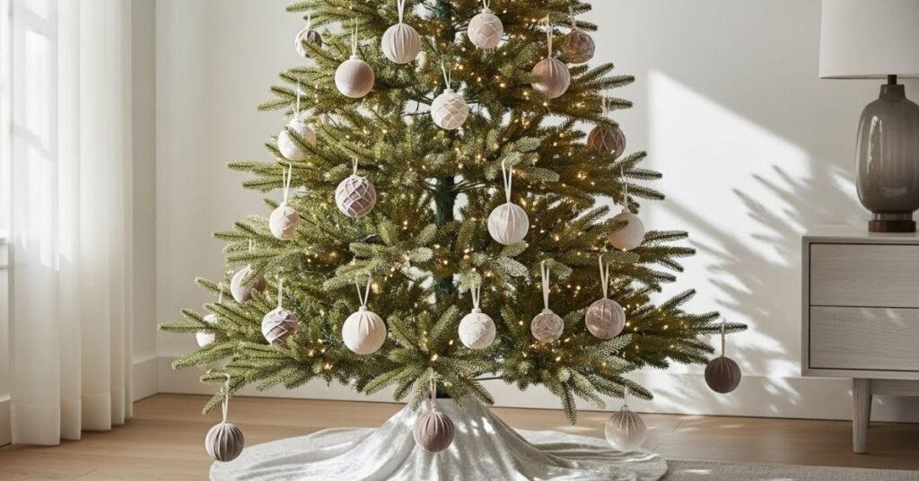 Minimalist Neutral Velvet Christmas Tree Aesthetic