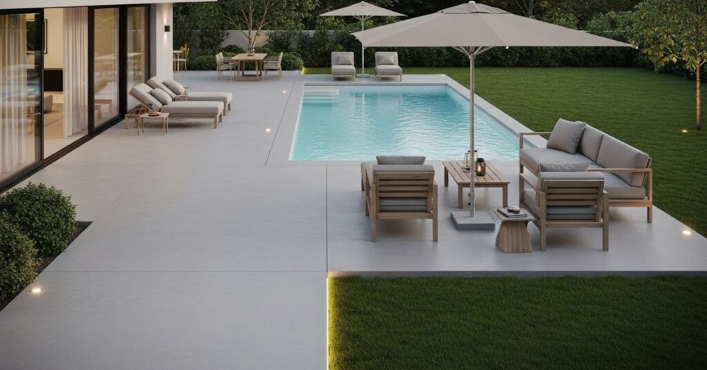 Minimalist Pool Deck Plans with Neutral Tones