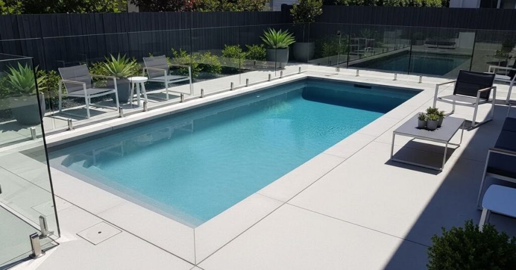 Modern Concrete Pool Deck Plans with Clean Lines