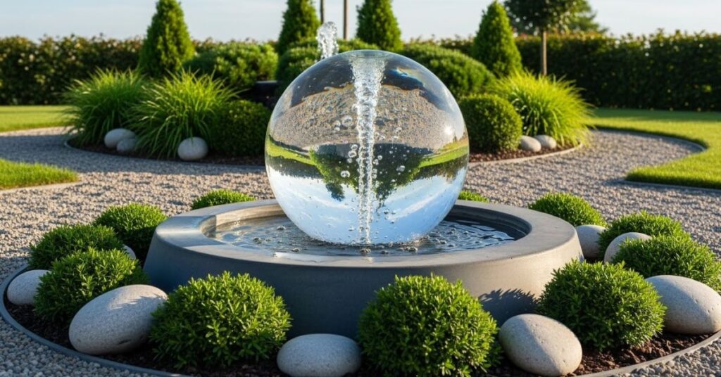 Modern Glass Sphere Bubble Fountain