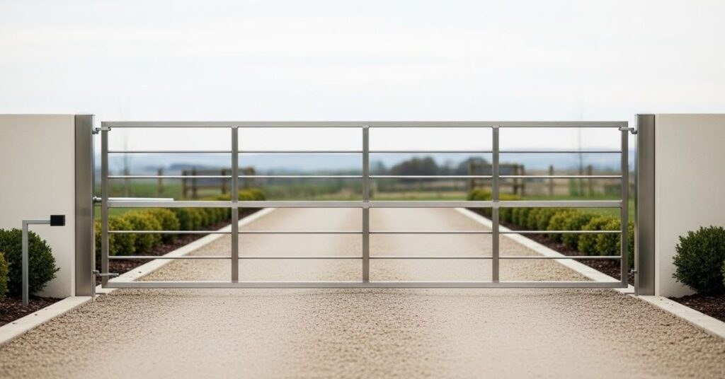 Modern Steel Farm Gate with Minimalist Lines