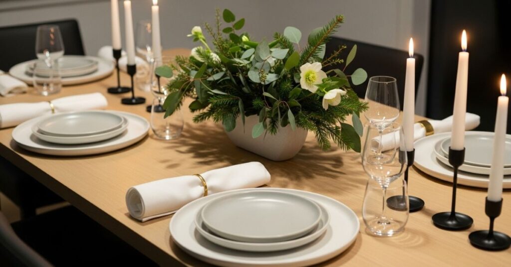 Modern Winter Tablescapes with Simple Elegance