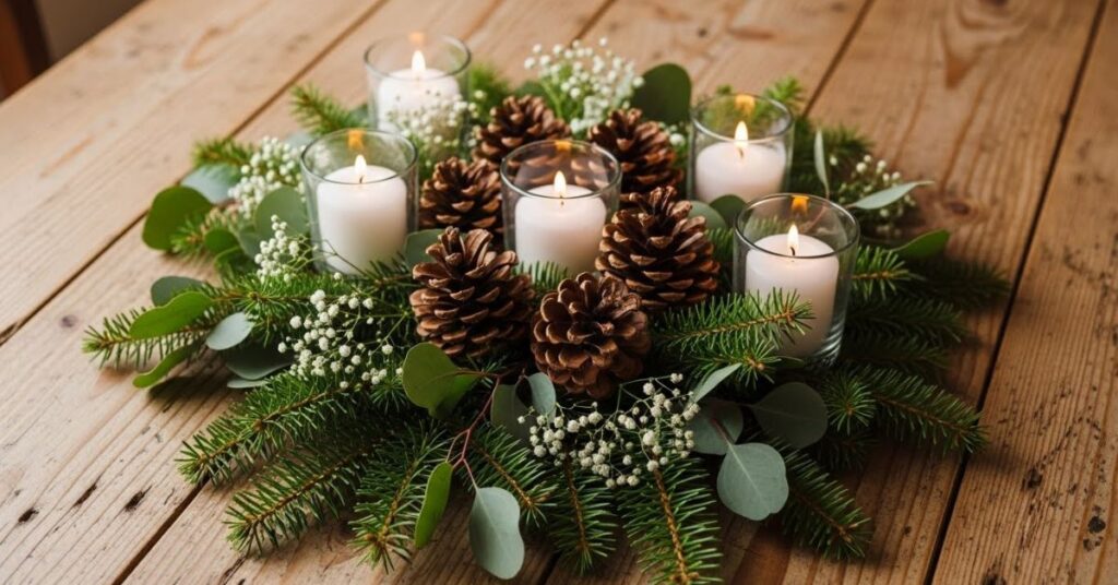 Nature-Inspired Pinecone & Greenery Centerpiece