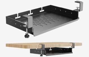 No Drill Under Desk Laptop Storage Shelf