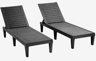 Outdoor Adjustable Sun Tanning Chair Set of 2