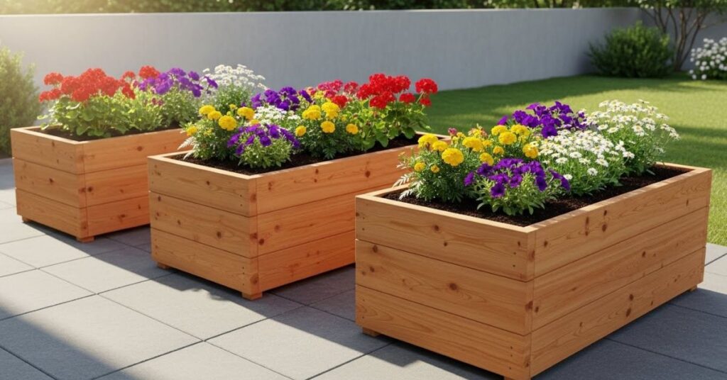 Raised Wooden Flower Beds for a Clean, Modern Look