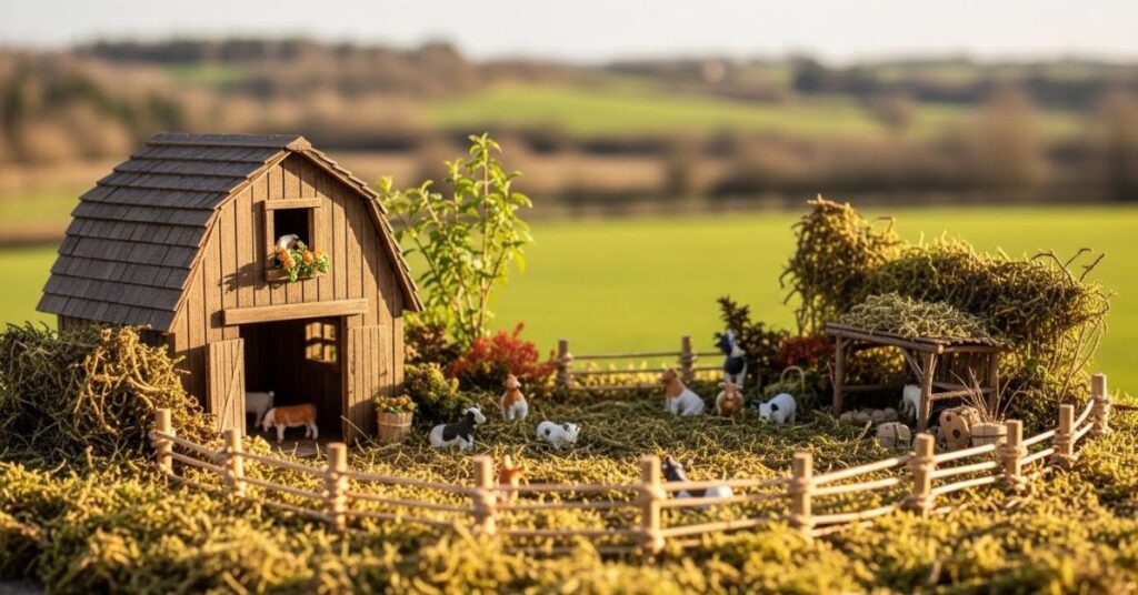 Rustic Fairy Farm with Mini Barn and Animals