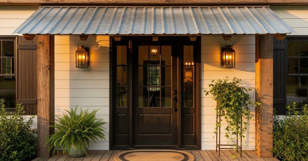 Rustic Galvanized Steel Awning with Farmhouse Charm