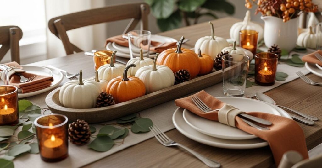 Rustic Pumpkin Centerpiece With Natural Elements
