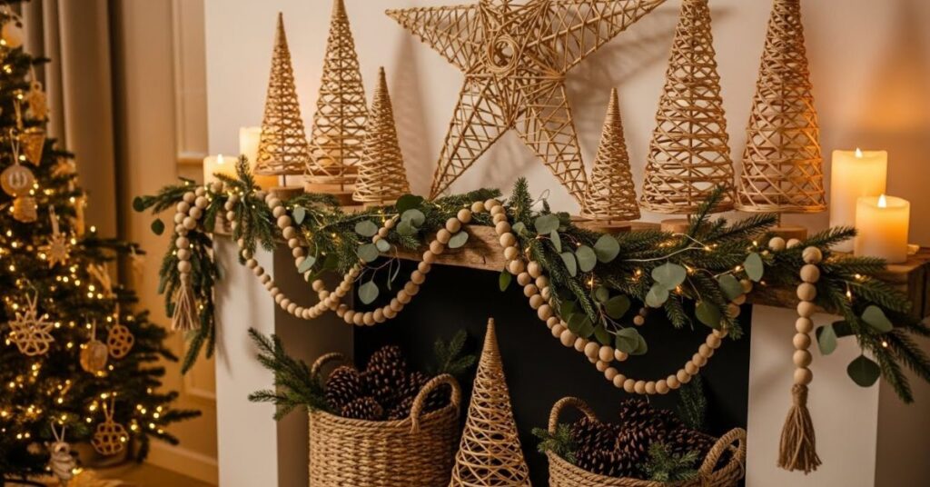 Rustic Wood Rattan Holiday Decor