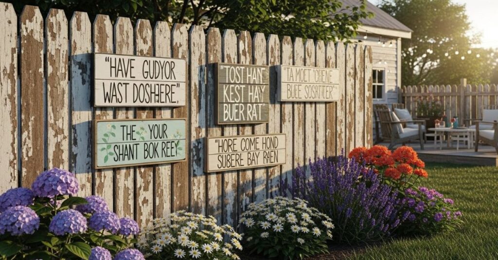 Rustic Wooden Fence Signs with Quotes