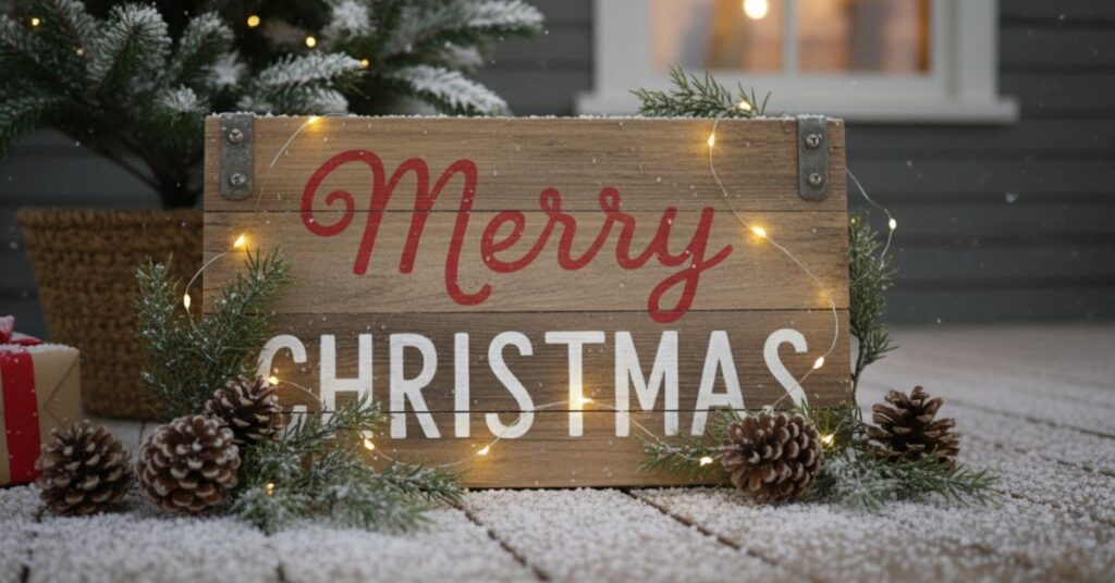 Rustic Wooden Sign Christmas Display