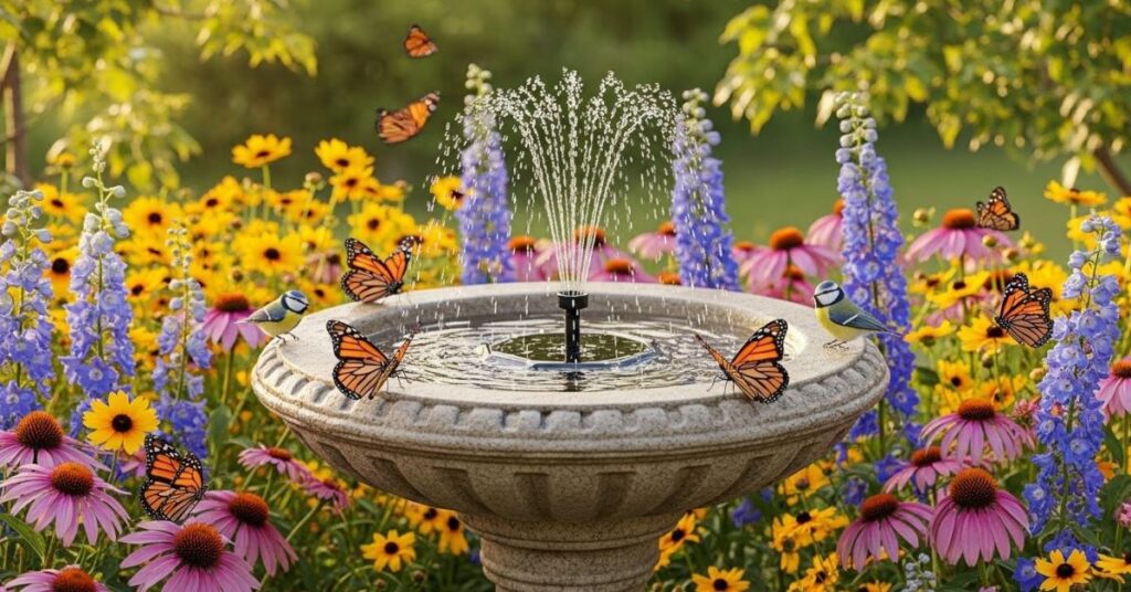 Solar-Powered Bird Bath Fountain