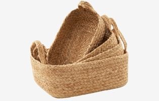 Storage Basket Set of 4 Natural Jute Rope Baskets