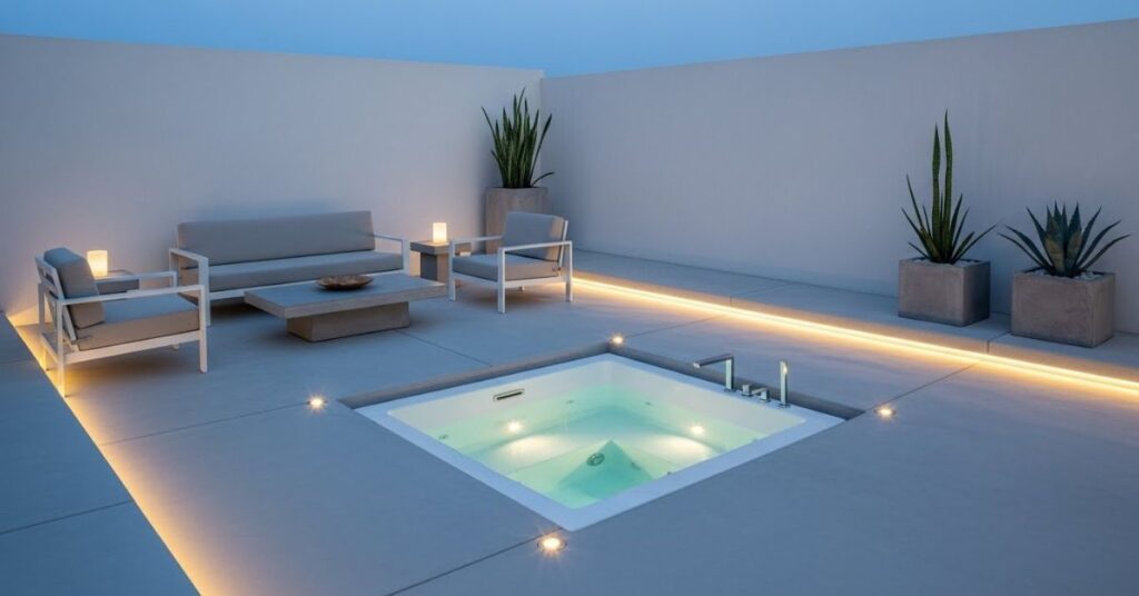Sunken Patio Jacuzzi for a Minimalist Look