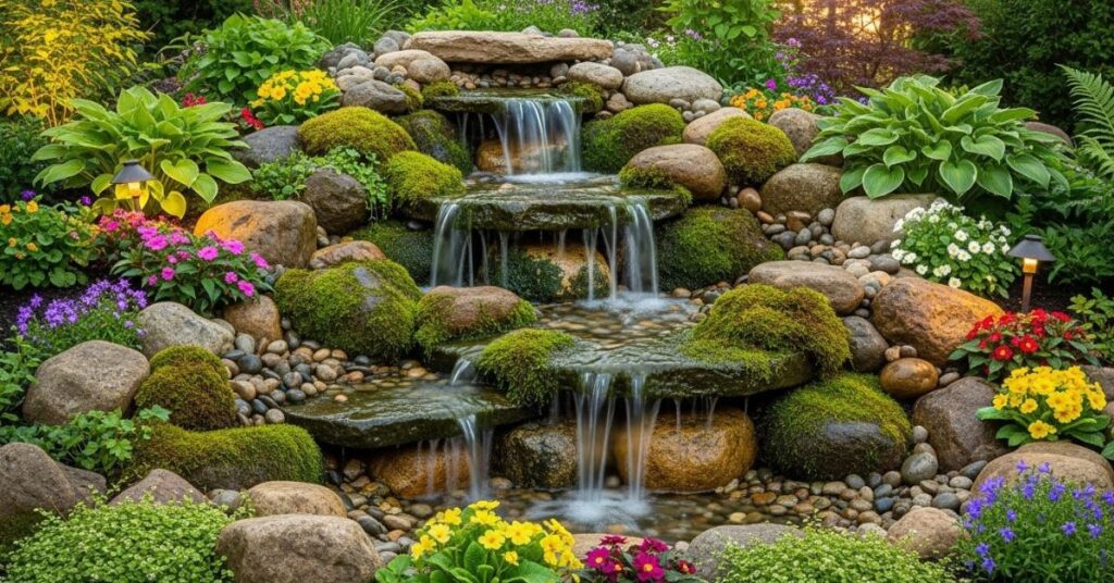 Tiered Rock Garden Waterfall