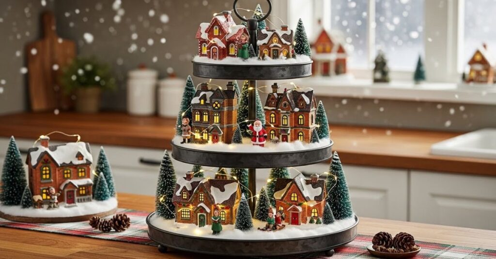 Tiered Tray Christmas Village Decor