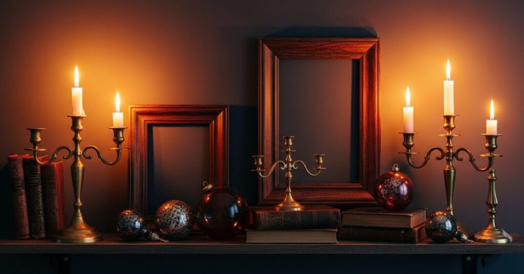 Vintage Brass & Dark Wood Accents for Old-World Charm