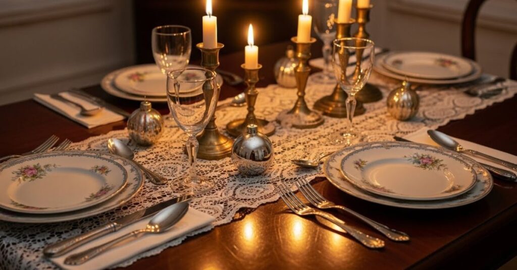 Vintage Christmas Table Decor with Antique Touches