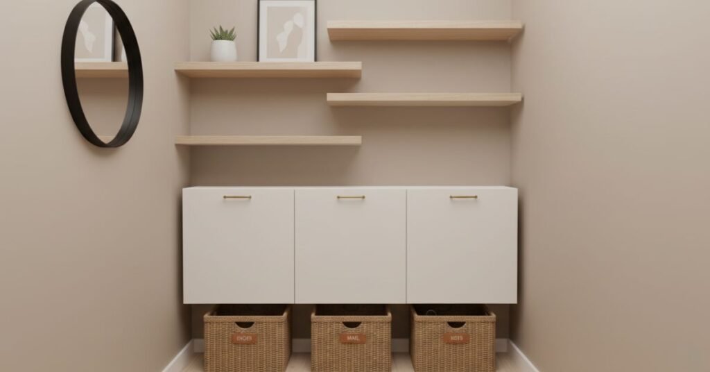 Wall Mounted Storage for Small Entryways
