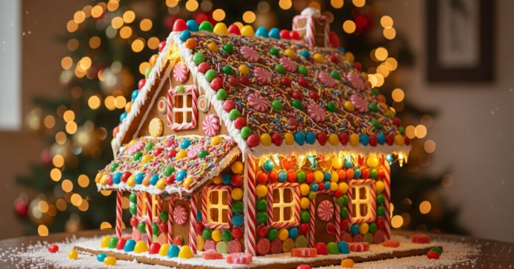 Whimsical Candy Loaded Gingerbread Cabin